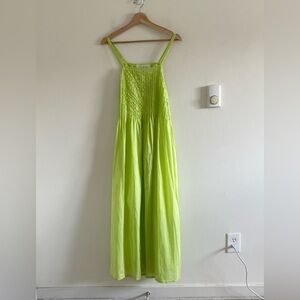 Acacia Maxi Cotton Dress Women’s Size Small Swim Coverup Neon Green